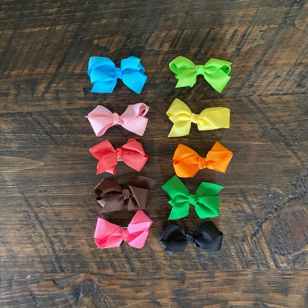 Set of 10 Hair Bows approx 3" wide 2" tall